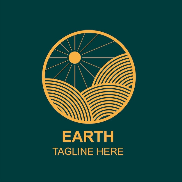 Minimalist Earth Landscape Logo with Rising Sun Illustration | Jiffy ...