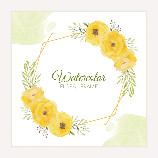 Vibrant Yellow Floral Wreath Watercolor Illustration | Jiffy Designs