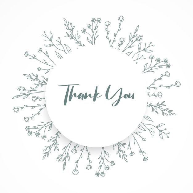 Elegant Floral Wreath with 'Thank You' Calligraphy Design | Jiffy Designs