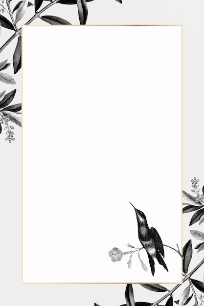 Elegant Floral Frame with Hummingbird Illustration | Jiffy Designs