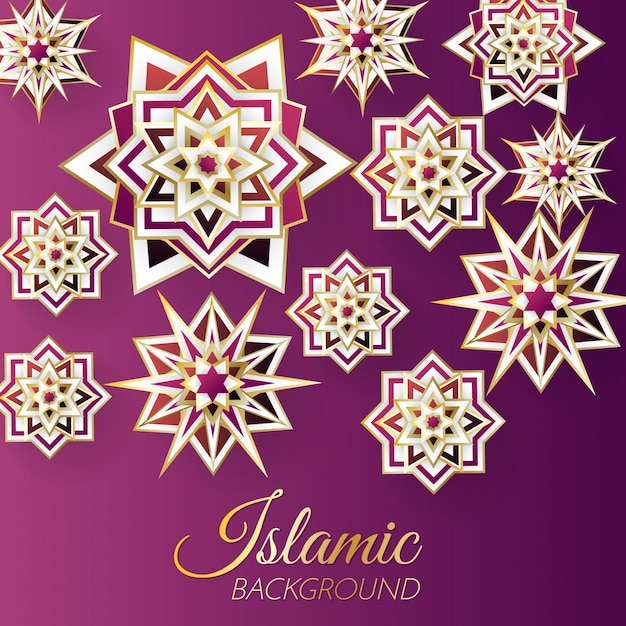 Intricate Islamic Geometric Star Patterns on Purple Background | Jiffy ...