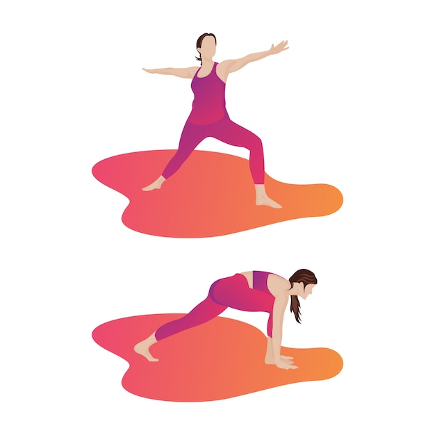 Vibrant Yoga Poses on Colorful Gradient Backdrop | Jiffy Designs