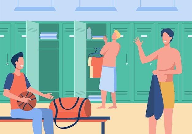 Lively Locker Room Scene with Athletes Preparing for the Game | Jiffy ...