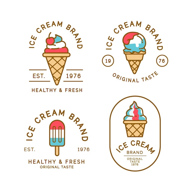 Vintage-Inspired Ice Cream Brand Collection with Vibrant Illustrations ...