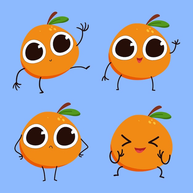 Charming Collection of Playful Orange Fruit Characters | Jiffy Designs