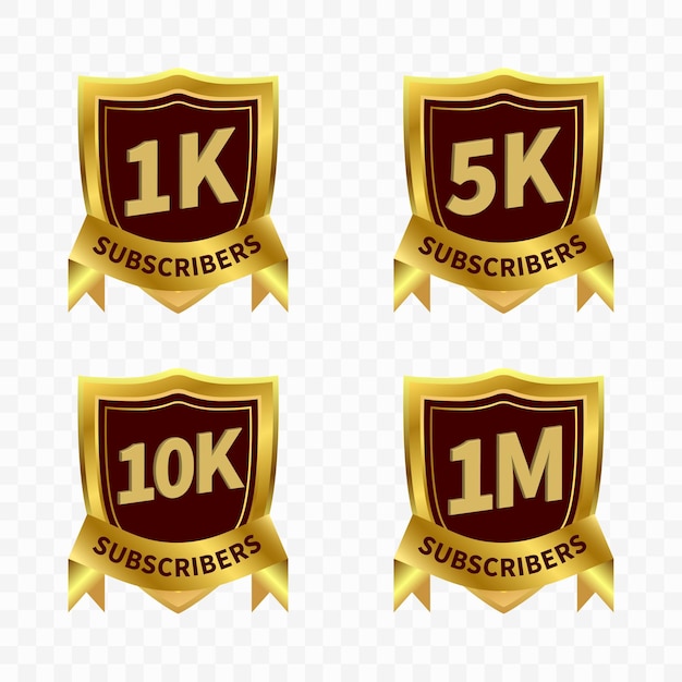 Vibrant Subscriber Milestone Shields with Elegant Ribbon Accents ...