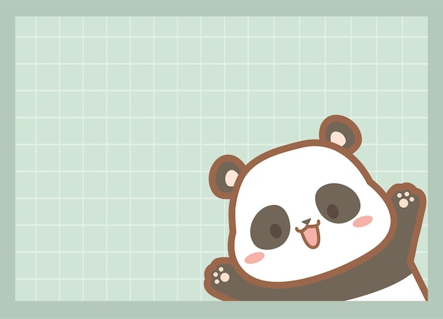 Adorable Panda Cub Peeking Out Playfully on Grid Background | Jiffy Designs