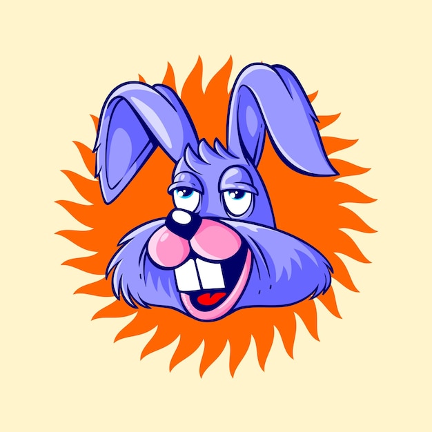 Grinning Cartoon Rabbit with Vibrant Orange Backdrop | Jiffy Designs