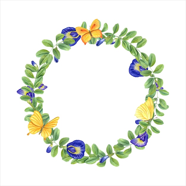 Vibrant Floral Wreath with Butterflies and Leaves | Jiffy Designs