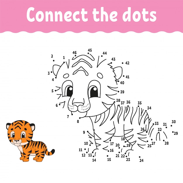 Adorable Tiger Dot-to-Dot Puzzle: Connect the Dots for a Playful Animal ...