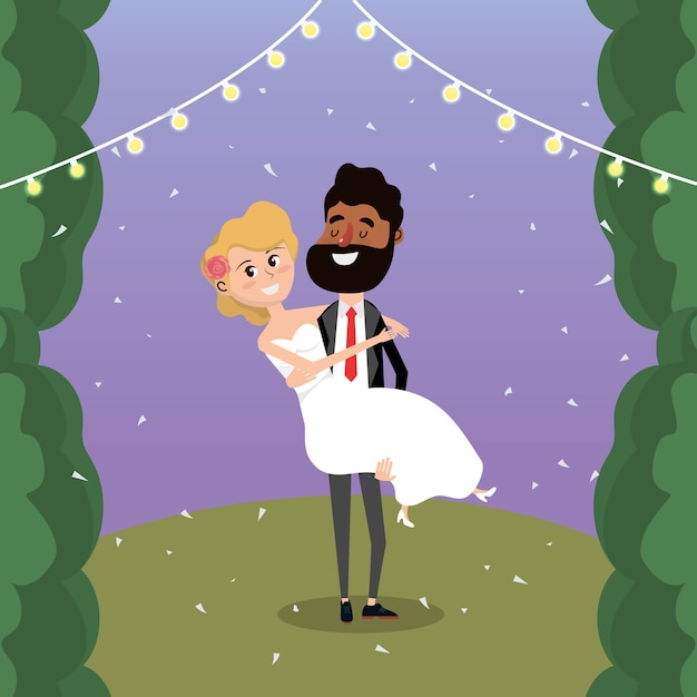 Romantic Couple Dancing Under String Lights in Nature Setting | Jiffy ...