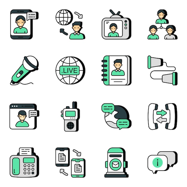 Vibrant Icons Depicting Global Communication and Connectivity | Jiffy ...