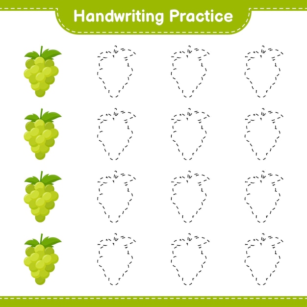 Tracing Delightful Green Grapes for Handwriting Practice | Jiffy Designs