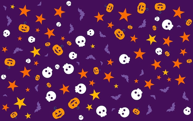 Festive Halloween Night Sky with Spooky Skulls and Glowing Stars ...