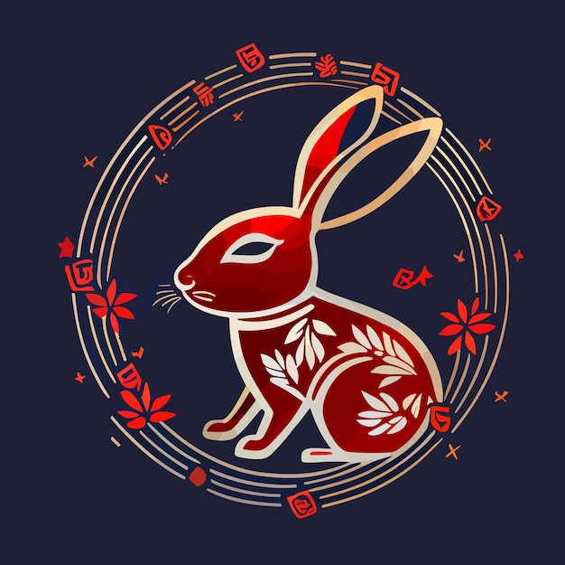 Vibrant Rabbit Silhouette in Ornate Floral Frame | Jiffy Designs