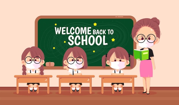 Cheerful Students Return to Classroom for New School Year | Jiffy Designs