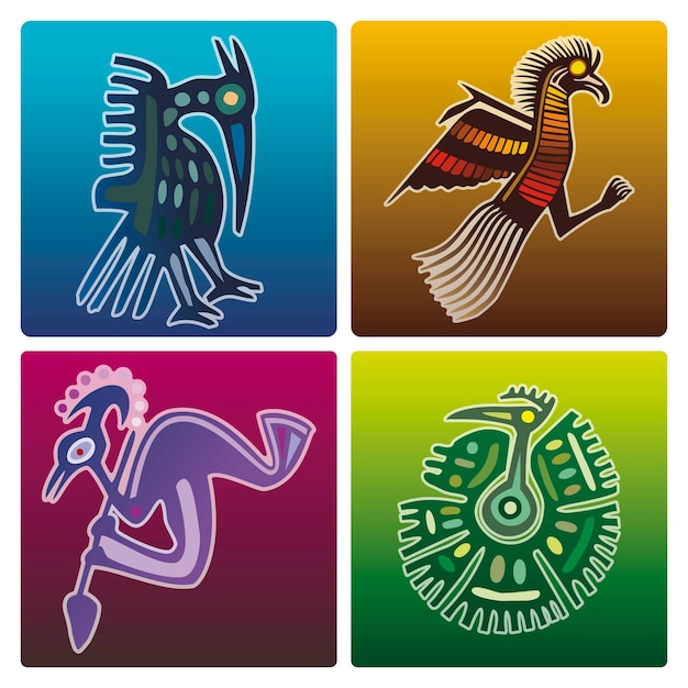 Vibrant Mythical Creatures in Colorful Aztec-Inspired Designs | Jiffy ...