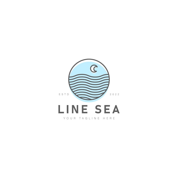 Serene Waves and Crescent Moon: Minimalist Coastal Logo Design | Jiffy ...