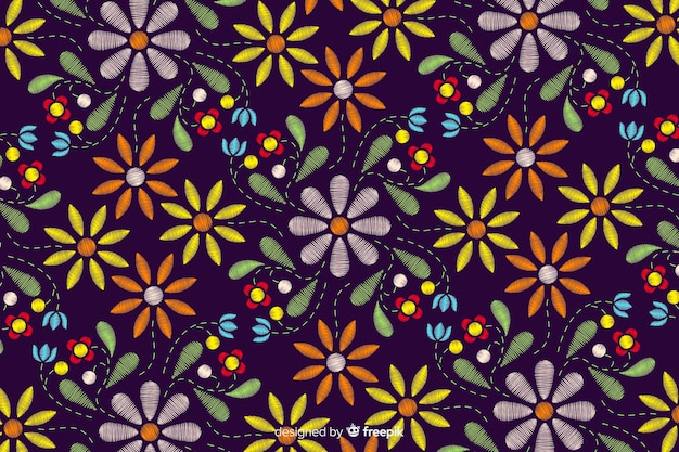 Vibrant Floral Pattern on Deep Purple Background | Jiffy Designs