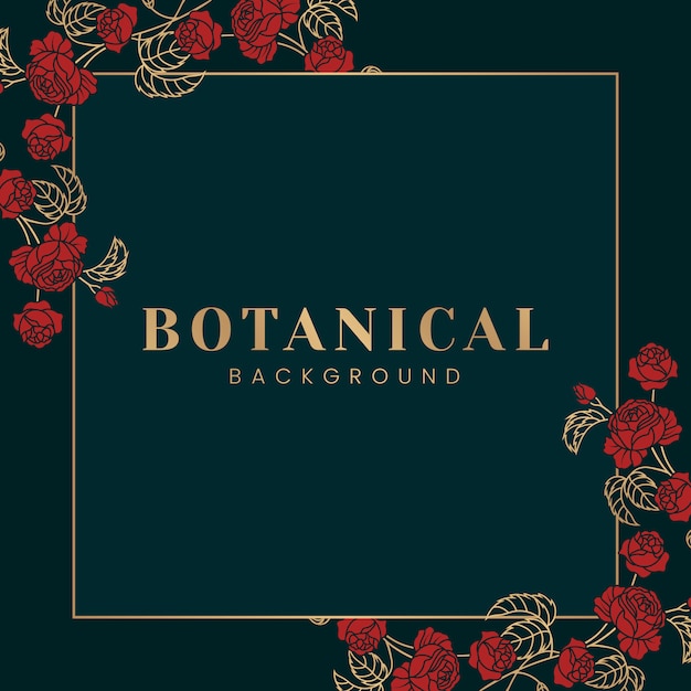 Elegant Red Roses Botanical Frame on Dark Background | Jiffy Designs
