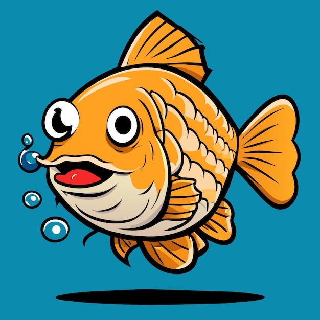 Cheerful Cartoon Fish with Vibrant Scales and Bubbles | Jiffy Designs
