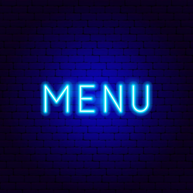 Vibrant Neon 'Menu' Sign Against Dark Background | Jiffy Designs