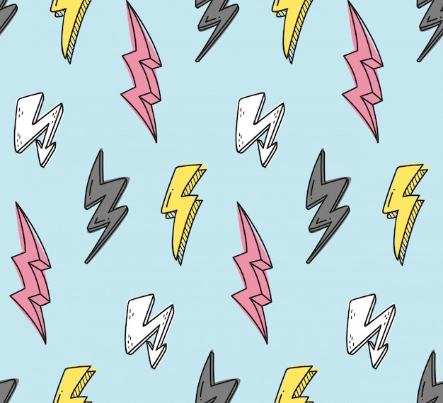 Vibrant Lightning Bolt Pattern in Retro Comic Style | Jiffy Designs