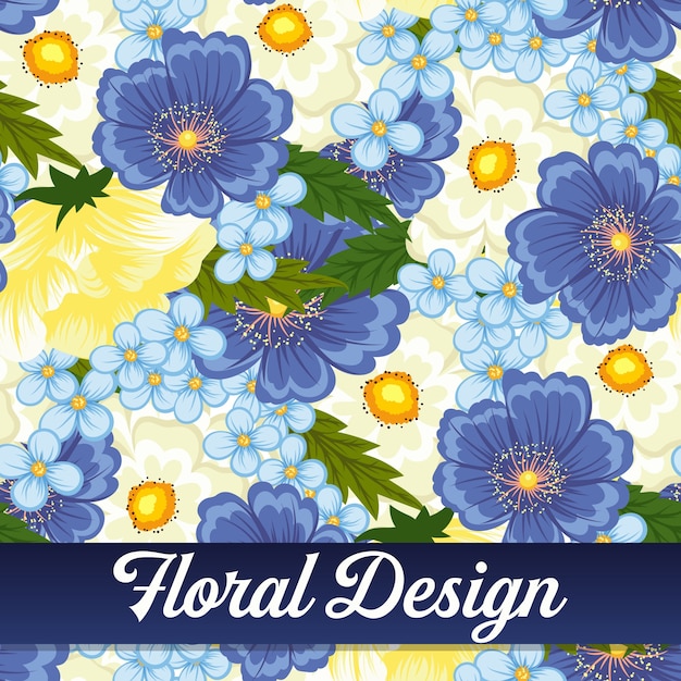 Vibrant Blue, Yellow, and White Floral Pattern Illustration | Jiffy Designs