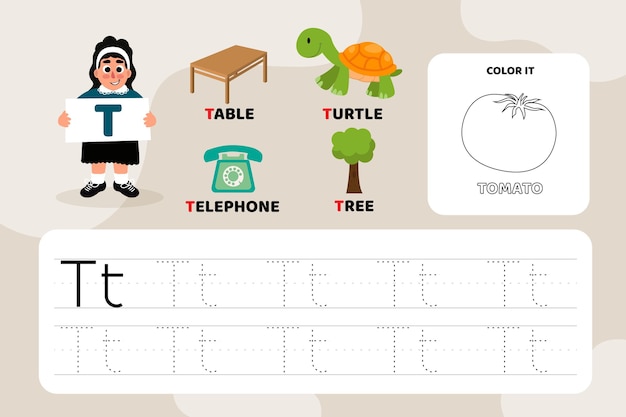 Vibrant Collection of Illustrated Objects Showcasing the Letter T ...