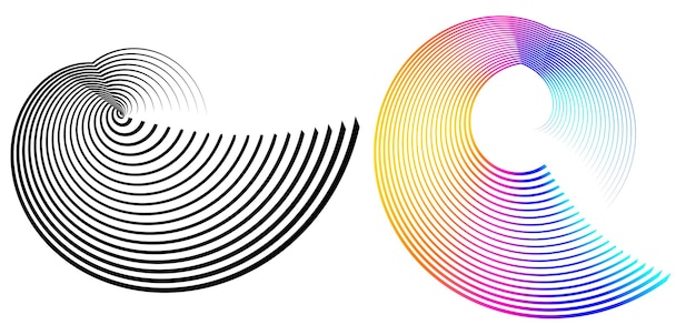 Vibrant Spiral Patterns: Contrasting Monochrome and Colorful Designs ...