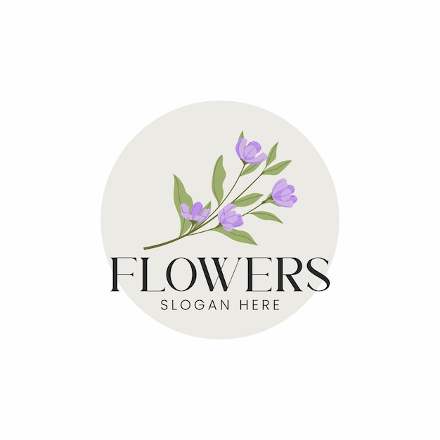 Delicate Floral Emblem with Vibrant Purple Blooms | Jiffy Designs