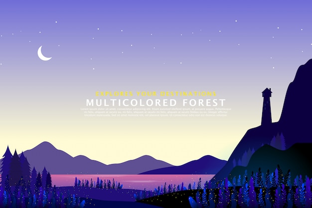 Enchanting Multicolored Forest Under the Starry Night Sky | Jiffy Designs