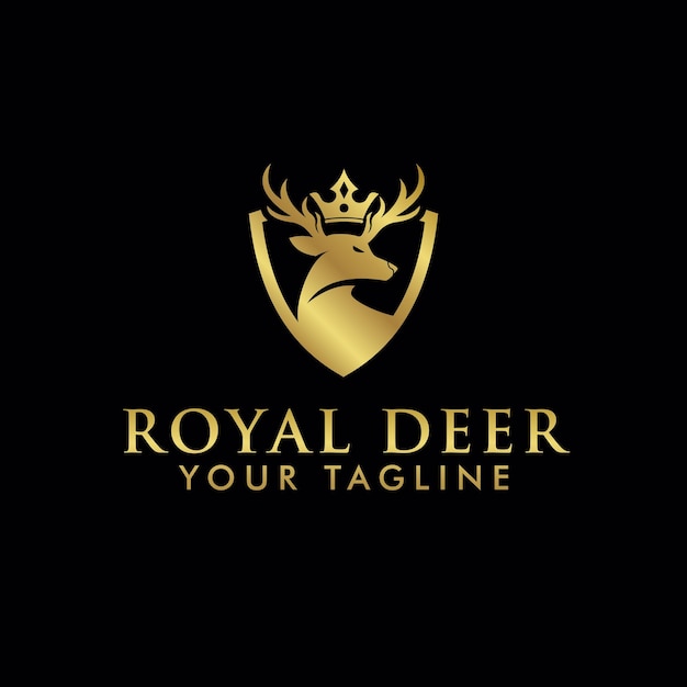 Majestic Golden Deer Silhouette with Regal Crown Emblem | Jiffy Designs