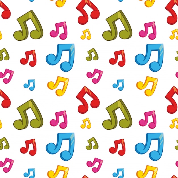 Vibrant Musical Notes Pattern on White Background | Jiffy Designs