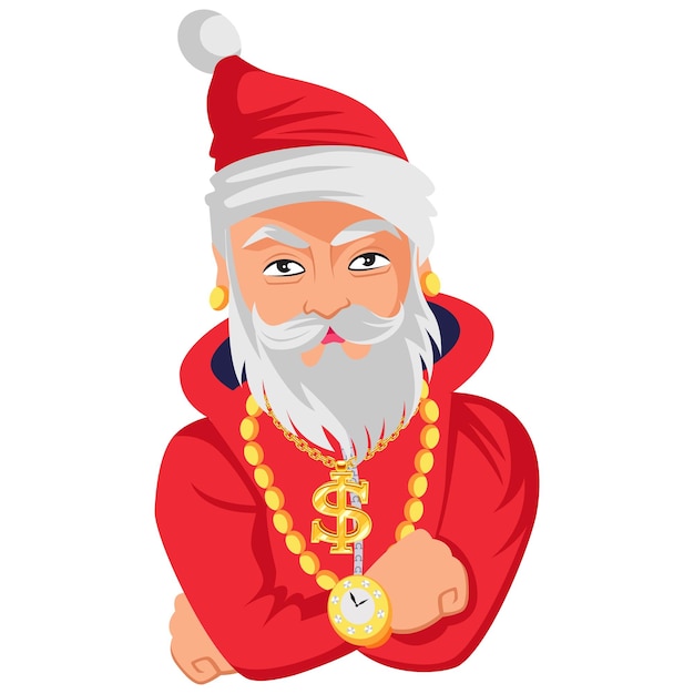Jolly Santa Claus in Red Suit and Golden Necklace | Jiffy Designs