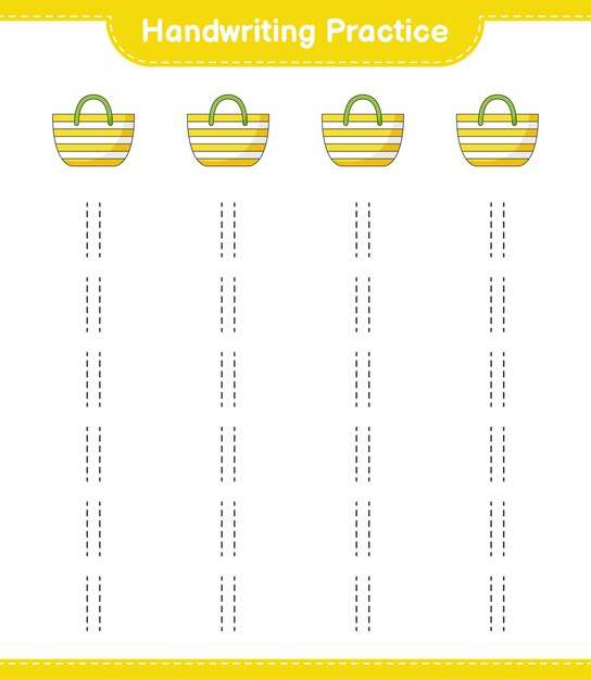 Vibrant Beach Bag Handwriting Practice Worksheet | Jiffy Designs