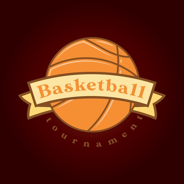 Vibrant Basketball Tournament Emblem with Ribbon Banner | Jiffy Designs