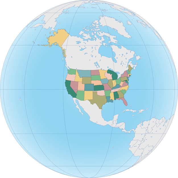 Detailed Map of North America with Vibrant Country Colors | Jiffy Designs