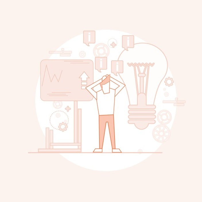 Stylized Illustration of a Person Surrounded by Technology Icons EPS JPG SVG Digital Asset Downloadable Files Main Image