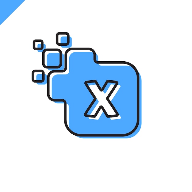 Vibrant Blue X-Shaped Graphic with Floating Squares | Jiffy Designs