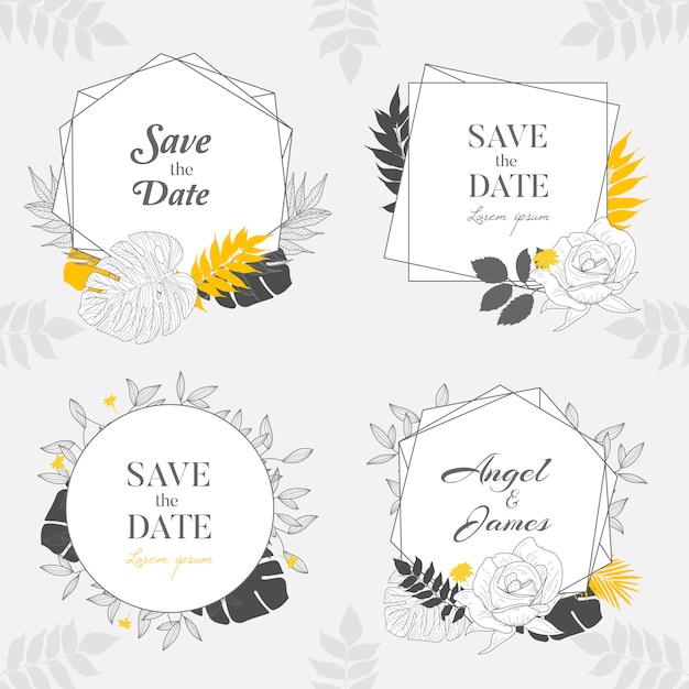 Elegant Floral Frames with Save the Date Text | Jiffy Designs