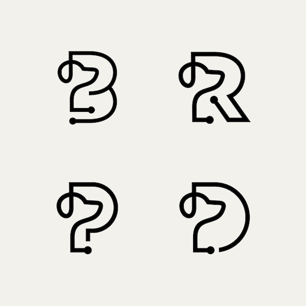 Stylized Intertwined Letter Designs in Minimalist Black and White ...