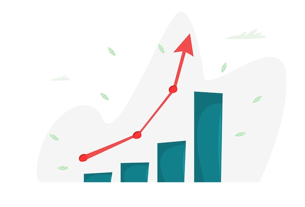 Upward Trending Graph with Red Arrow Indicating Growth | Jiffy Designs