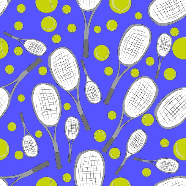 Vibrant Tennis Rackets and Balls Pattern | Jiffy Designs