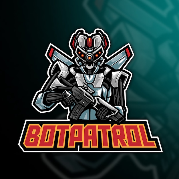 Fearsome Bot Patrol: Robotic Guardian Emblem | Jiffy Designs