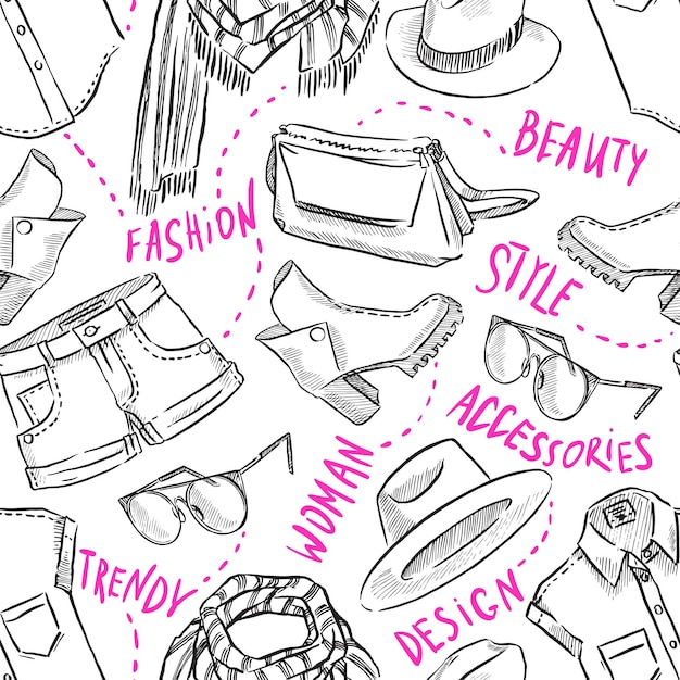Stylish Fashion Accessories Sketch Illustration | Jiffy Designs