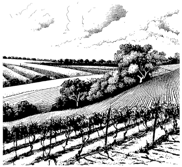 Picturesque Vineyard Landscape with Rolling Hills and Clouds | Jiffy ...