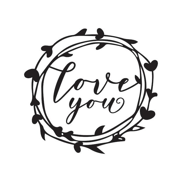 Elegant Floral Wreath with Handwritten 'Love You' Message | Jiffy Designs