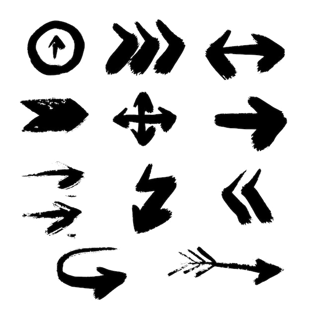 Diverse Collection of Expressive Black Arrows and Directional Symbols ...