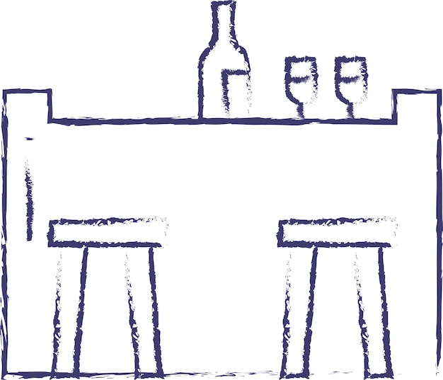 Minimalist Wine Tasting Table and Glasses Illustration | Jiffy Designs